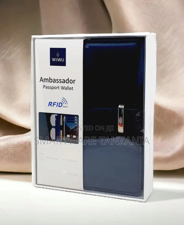 Wiwu Ambassador Passport Wallet RFID Navy Blue Leather - 1