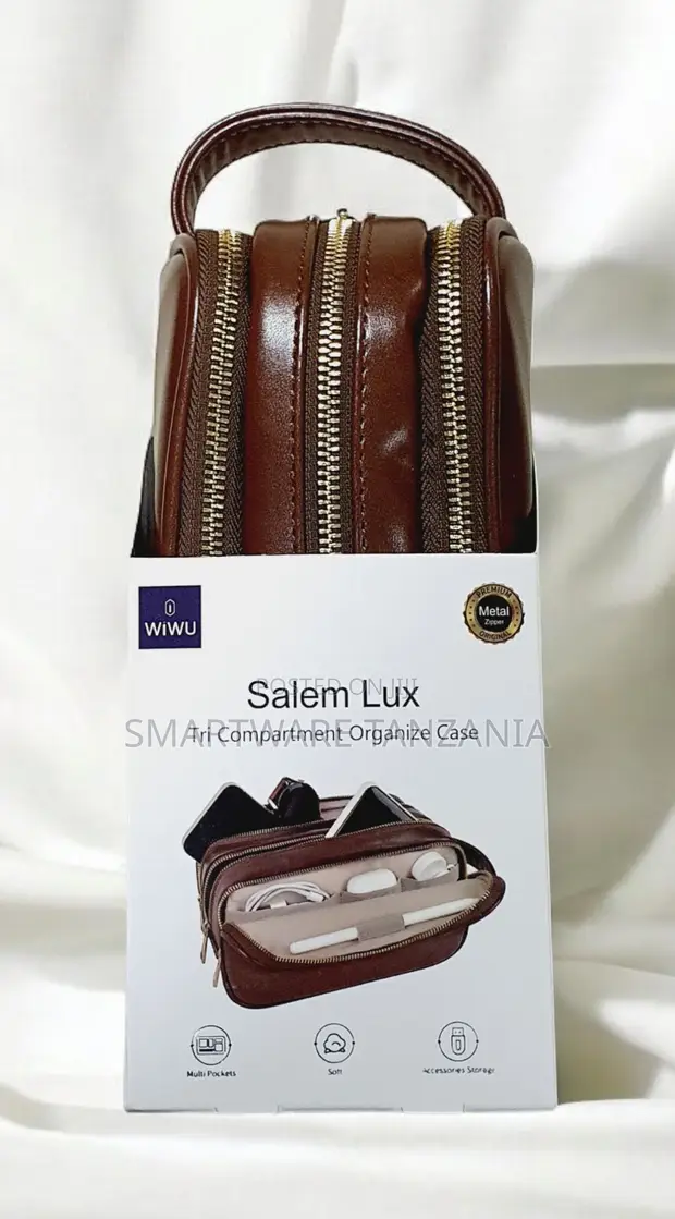 Wiwu Salem Lux Tri Compartment Leather Organizer Case - Kahawia - 1