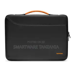 Tomtoc Laptop Briefcase Bag 14-16 Inch Navy Blue Tan Handle