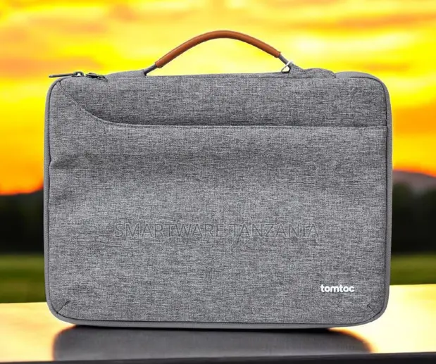 Tomtoc Laptop Briefcase 14-16 Inch Gray Tan Handle - 1