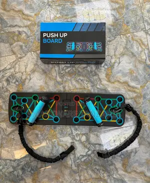 Color-Coded Push-Up Board with Bands & Blue Handles