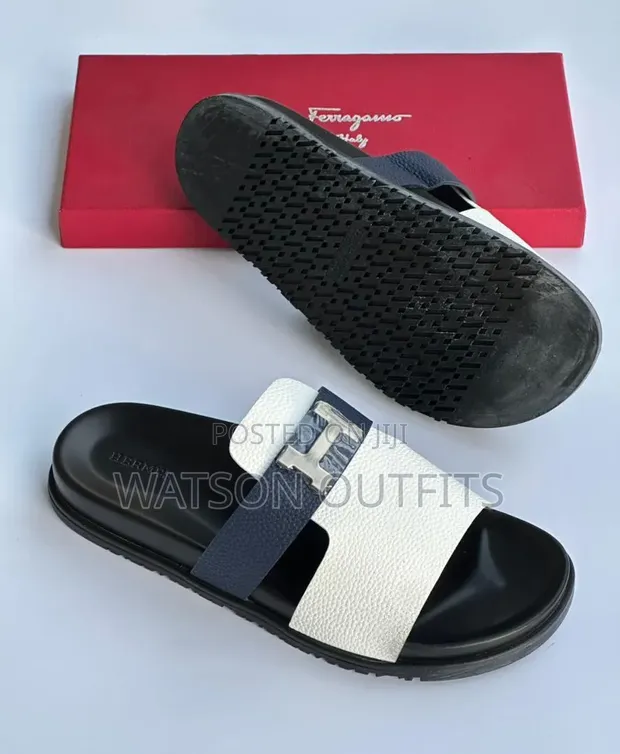 Hermes Men's Classic Leather Sandals - 1