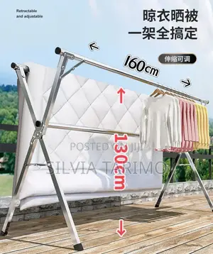 Adjustable Foldable Clothes Drying Rack - 160cm