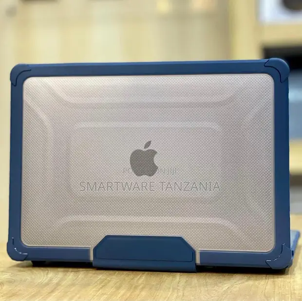 MacBook Rugged Case - Clear Back, Navy Blue Bumper - 1
