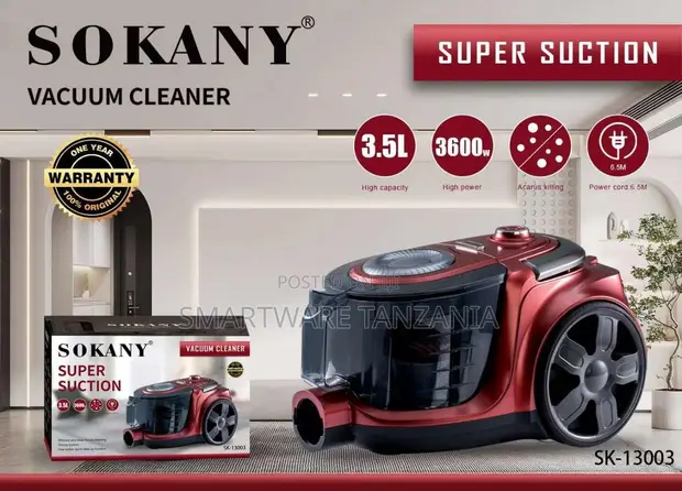 Sokany SK-13003 3600W Vacuum Cleaner, 3.5L, Red - 1