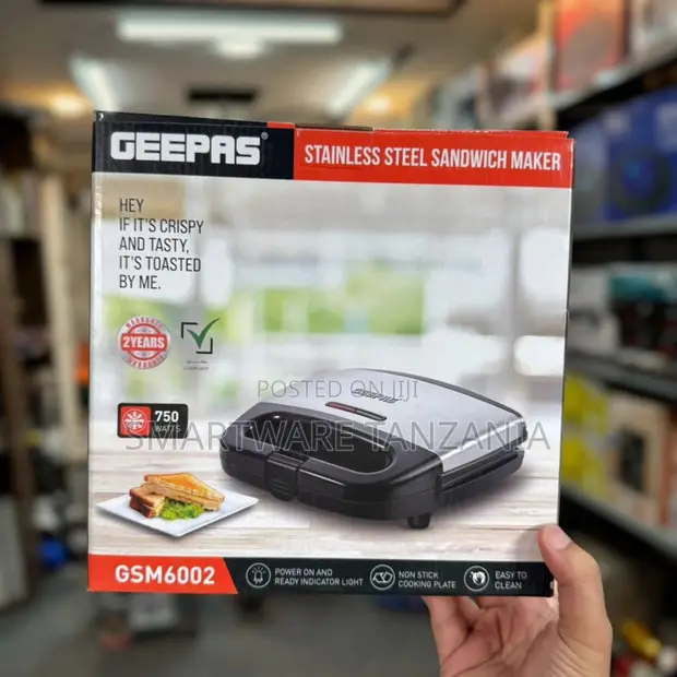 Geepas GSM6002 750W Mashine ya Kutengeneza Sandwich ya Stainless Steel - 1