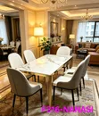 Modern Marble-Style Dining Table Set with 6 Chairs - 2