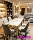 Modern Marble-Style Dining Table Set with 6 Chairs - 3