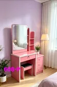 Modern Dressing Table with Mirror and Stool - 2