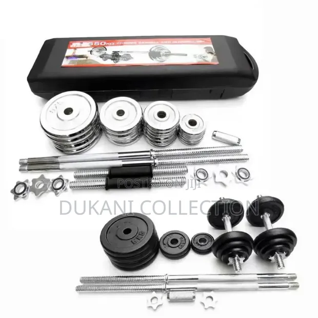 Bodygym 50kg Chrome Barbell Set with Bench - 1
