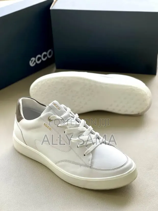 Men's Ecco Leather Sneakers - White - 1