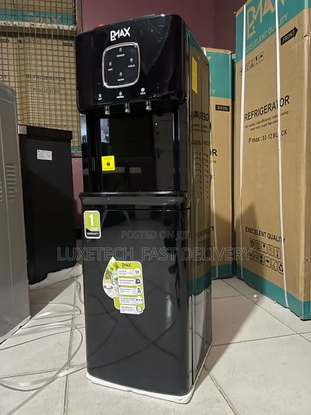 Pmax 3 Taps Water Dispenser with Fridge (Black) - 1