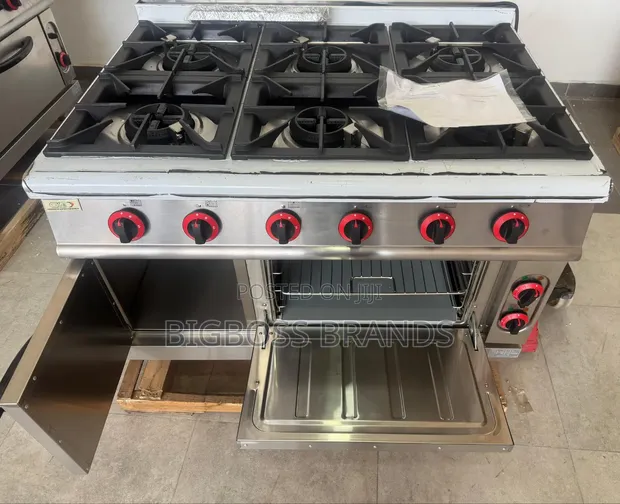 6 Burner Gas Range Cooker with Oven and Cabinet - 1