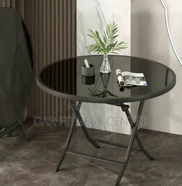 Glass Top Black Foldable Table - 1
