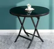 Glass Top Black Foldable Table - 2