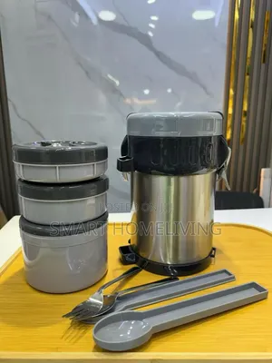 Delsa 3-Tier Food Flask - Silver/Grey