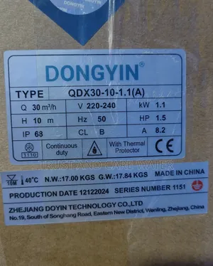 Dongyin Submersible Pump 1.5hp (2-inch)