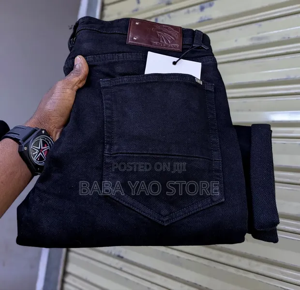 Quality Men's Slim Fit Black Colorfast Jeans - 1