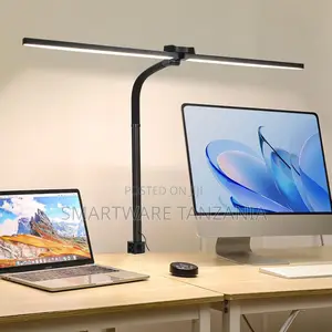 Dual Bar LED Desk Lamp with Clamp Mount & Remote