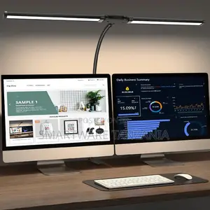 Wide Dual Bar LED Desk Lamp Clamp for Dual Monitors