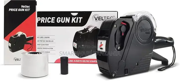 Veltec 8-Digit Single Line Price Gun Kit - Black - 1