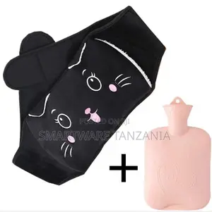 Black Cat Hot Water Bottle Set with Waist Belt