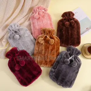 Set of 6 Fluffy Pom-Pom Hot Water Bottle Covers