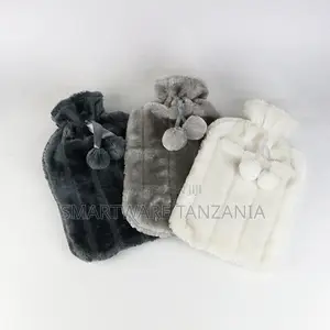 Faux Fur Hot Water Bottle Cover - Dark Grey, Light Grey, Cream