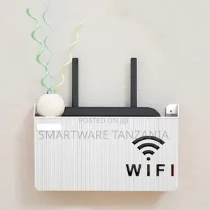 Wall-Mounted WiFi Router Storage Shelf Box - White
