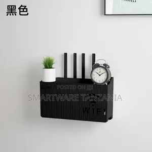 Black Wall-Mounted WiFi Router Organizer Shelf Box
