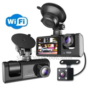 3-Lens WiFi Dash Cam System (Front, Interior, Rear)