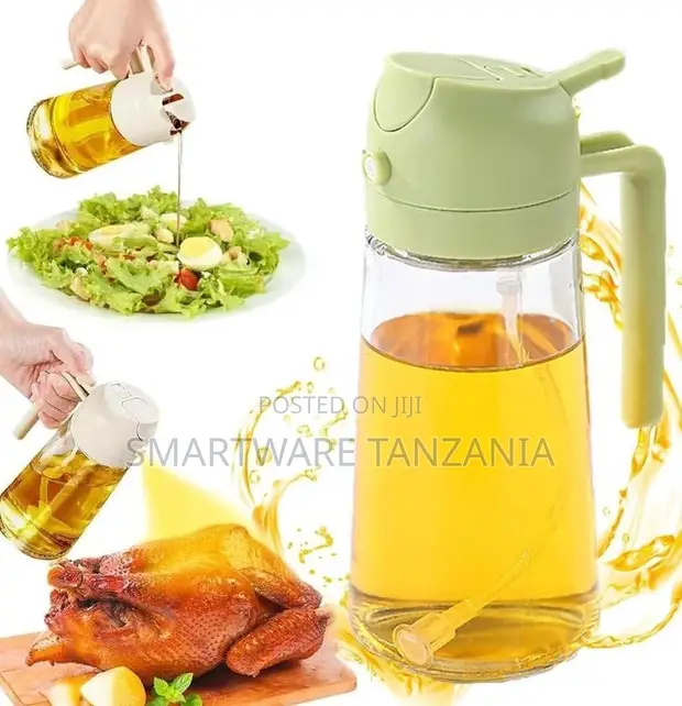 2-in-1 Glass Oil Dispenser Bottle with Spray and Pour - 1