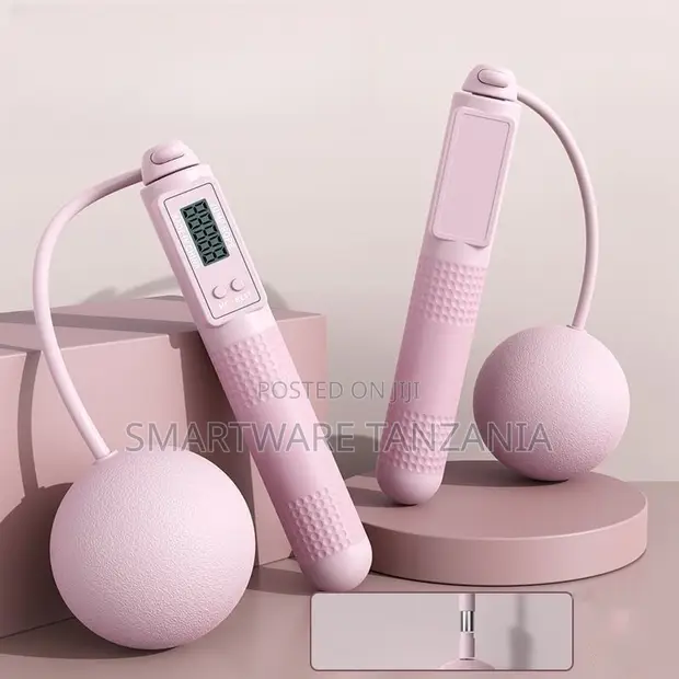 Pink LCD Jump Rope with Weighted Balls - 1