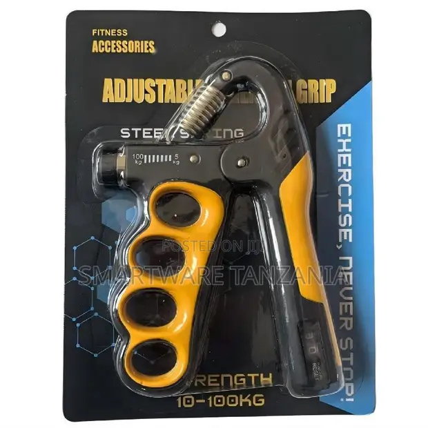 Adjustable Hand Grip Strengthener 10-100kg Yellow Steel - 1