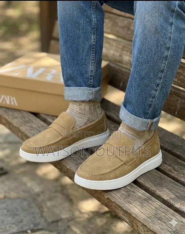Viatu Vipya vya Ngozi vya Zara kwa Wanaume - Loafers za Kawaida - 1
