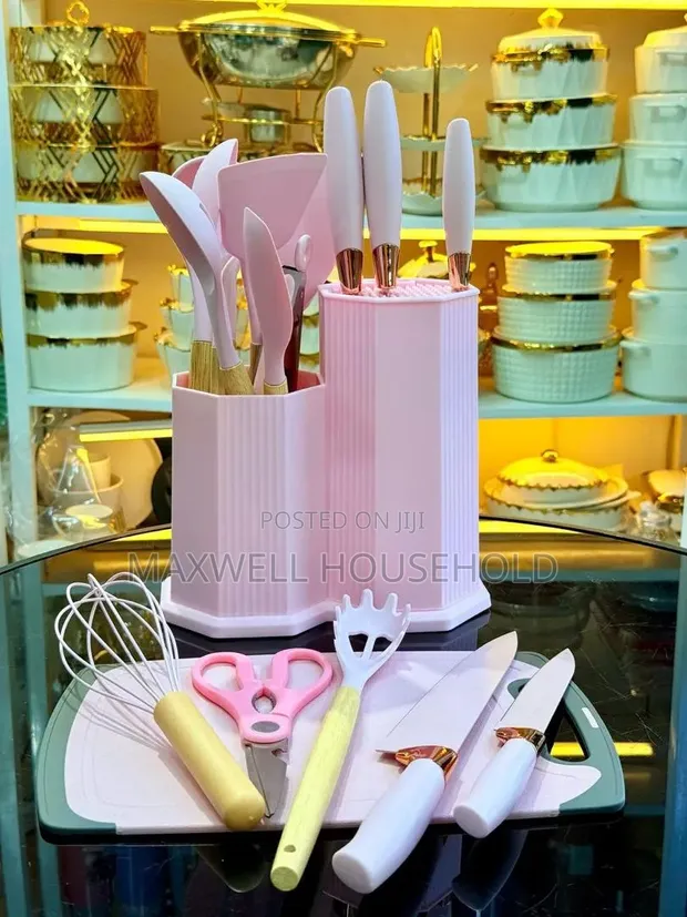 19-Piece Silicone Kitchen Utensil & Knife Set - 1