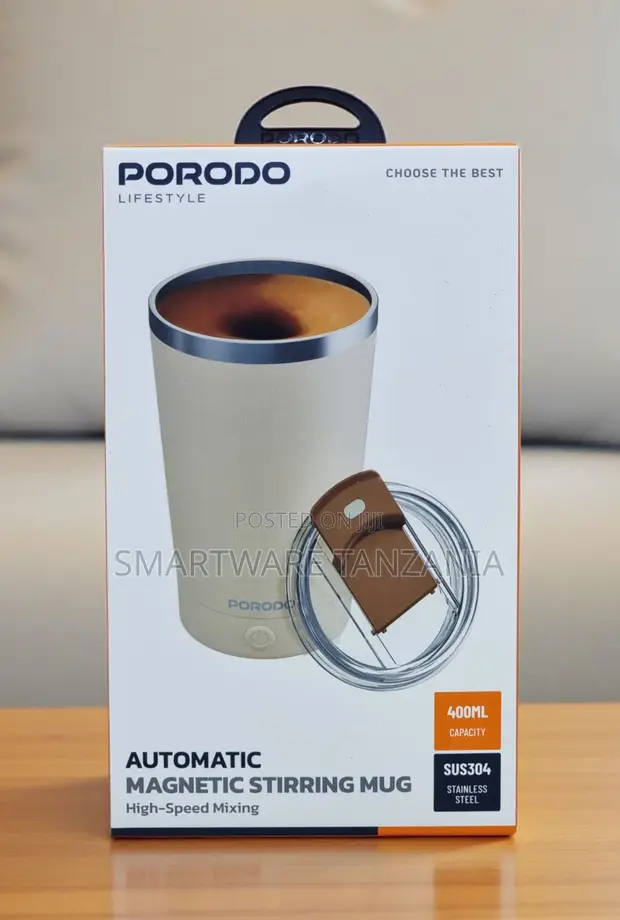 Porodo Automatic Magnetic Stirring Mug 400ml Stainless Steel - 1