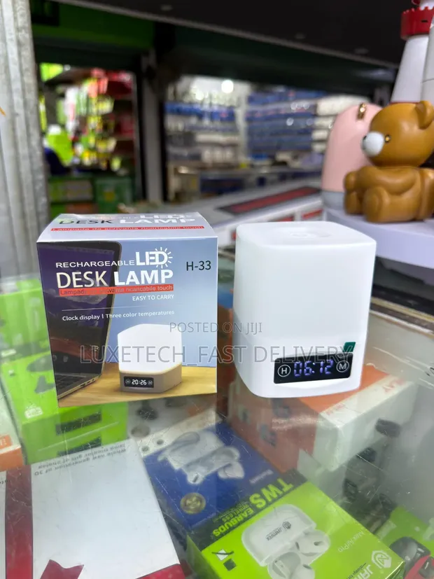 Rechargeable Mini LED Desk Lamp with Digital Clock - 1