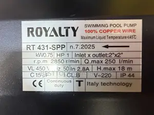 Royalty Swimming Pool Pump 2850 RPM