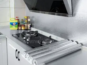 10m Kitchen Oil-Proof Self-Adhesive Waterproof Aluminum Foil Wallpaper