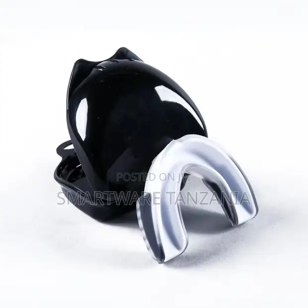 White & Black Dual Layer Sports Mouthguard with Carry Case - 1