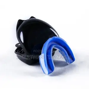 Blue & White Dual Layer Sports Mouthguard with Black Case