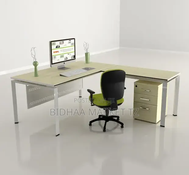 L-Shaped Office Desk with Ergonomic Chair - 1