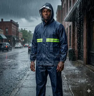 Navy Blue Safety Rain Suit