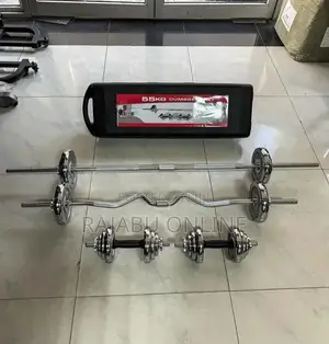 55kg Chrome Barbell and Dumbbell Set (4-in-1)