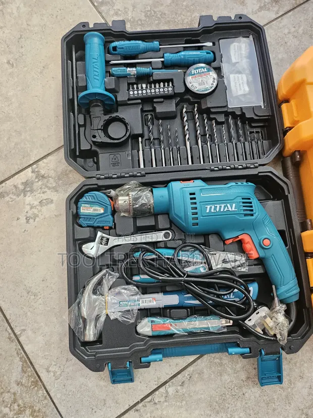 Toolkit ya Nyumbani ya Vipande 115 vya Total na Impact Drill ya 680W - 1
