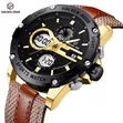 Golden Hour Men's Genuine Leather Strap Watch - Brand New - 1