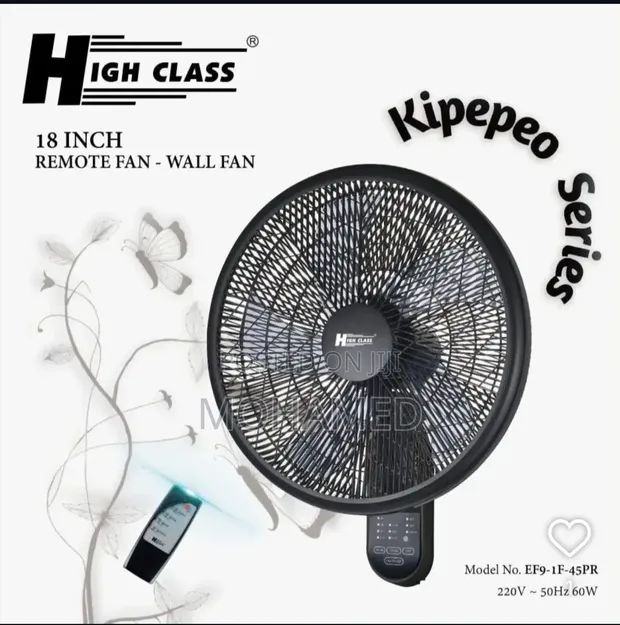 Highclass Wall Fan with Remote - Full Black - 1
