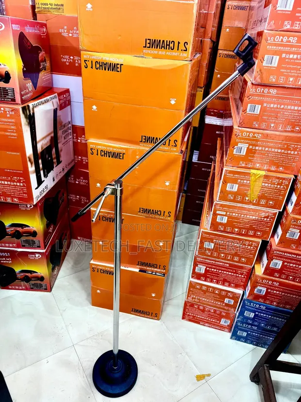 Professional Microphone Boom Stand with Heavy-Duty Round Base - 1