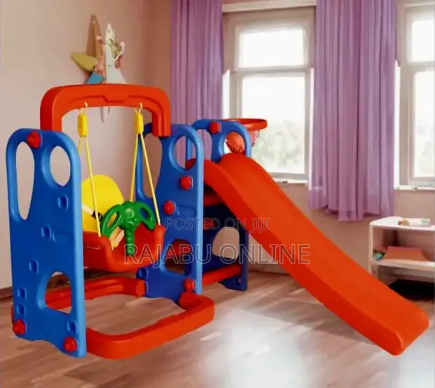 Kiti cha Kupepea cha Mtoto chenye Kitelezi na Pete ya Mpira wa Kikapu - 1
